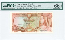 GREECE: 500 Mils (1.6.1982) in light brown on green and multicolor unpt with woman seated at right and Arms at top left center. S/N: "A 236432". WMK: ...