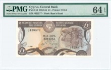 GREECE: 1 Pound (1.11.1982) in dark brown and multicolor with mosaic of nymph Acme at right, Arms at top left center and Banks name in outlined (white...