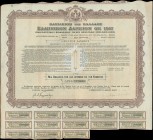 GREECE: "ΒΑΣΙΛΕΙΟΝ ΤΗΣ ΕΛΛΑΔΟΣ / KINGDOM OF GREECE" loan certificate for 1 share (No. 178666) of 100 Drachmas, issued in 1917. Creases....