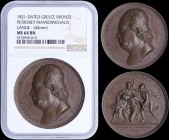 GREECE: Bronze commemorative medal {1821 (1836)} from the collection of medals that were engraved by Konrad Lange. Petrobey Mavromichalis on obverse. ...