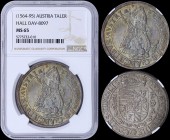 AUSTRIA: 1 Thaler (1564-1595) in silver with crowned and armored bust of Ferdinand facing right. Crowned Coat of Arms on reverse. Inside slab by NGC "...