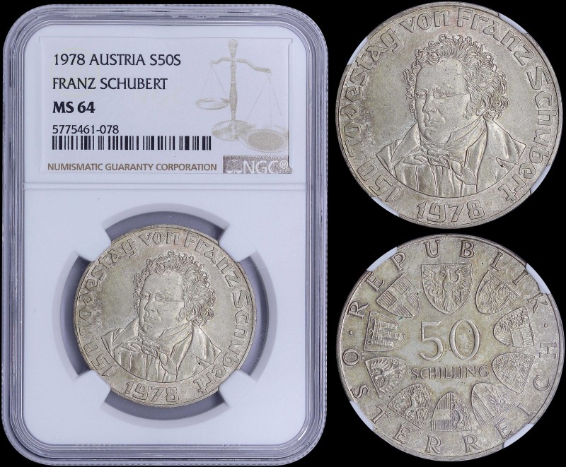 AUSTRIA: 50 Schilling (1978) in silver (0,640) commemorating the 150th Anniversa...