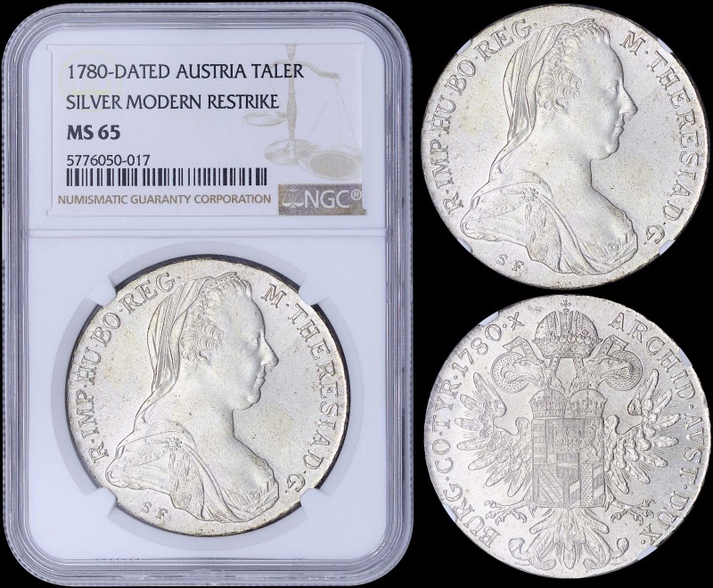 AUSTRIAN STATES / BURGAU: Modern restrike of 1 Thaler (1780 SF X) in silver with...