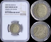 BELGIUM: 2 Euro (2000) in bi-metallic with head of Albert II facing left. Denomination and map of Europe on reverse. Inside slab by NGC "MINT ERROR AU...