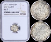 FINLAND: 25 Pennia (1917 S) in silver (0,750) with double-headed eagle without crown. Denomination and date within wreath. Inside slab by NGC "MS 67"....