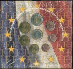 FRANCE: Euro coin set (2000) composed of 1 Cent to 2 Euro. Inside official blister. (KM MS19). Brilliant Uncirculated.