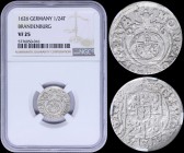 GERMAN STATES / BRANDENBURG: 1/24 Thaler (1626) in silver with imperial orb with "24" divides date. Crowned shield of 4-fold Arms with central shield ...