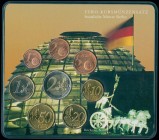 GERMANY: Special Euro coin set (2002 A) composed of 1 Cent to 2 Euro. Inside official blister. Brilliant Uncirculated.