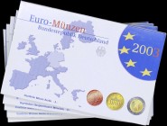 GERMANY: Official annual Euro coin set (2003) in 5 original blisters (A, D, F, G & J). (KM PS160, 161, 162, 163 & 164). Proof.