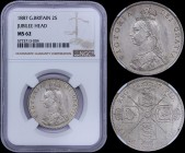 GREAT BRITAIN: 2 Shillings (Florin) (1887) in silver (0,925) with bust of Queen Victoria facing left. Sceptres divide crowned Arms at corners on rever...