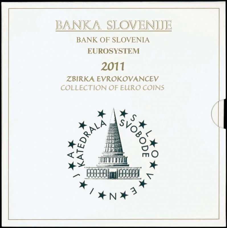 SLOVENIA: Official Euro coin set (2011) composed of 1 Cent to 2 Euro with a comm...