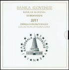 SLOVENIA: Official Euro coin set (2011) composed of 1 Cent to 2 Euro with a commemorative 2 Euro coin honoring Franc Rozman Stane and a bimetallic 3 E...