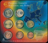 SPAIN: Euro coin set (1999) composed of 1 Cent to 2 Euro. Inside official blister. Brilliant Uncirculated.