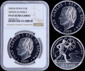 SPAIN: 10 Euro (2002 M) in silver (0,925) commemorating the XIX Winter Olympics - Salt Lake City with head of Juan Carlos facing left. Cross country s...