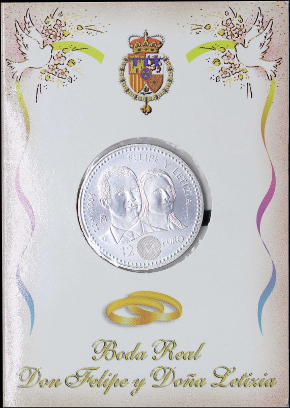 SPAIN: 12 Euro (2004) in silver (0,925) commemorating the Wedding of Prince Feli...