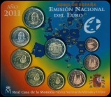 SPAIN: Euro coin set (2011) composed of 1 Cent to 2 Euro with a commemorative 2 Euro coin. Inside official blister. Brilliant Uncirculated.