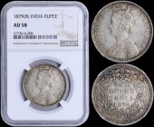 INDIA: 1 Rupee [1879 (b)] in silver (0,917) with crowned bust of Queen Elizabeth II facing left. Value and date within wreath on reverse (type IV reve...