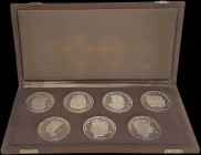 GUINEA: Set of 7x 500 Francs (1970) in silver (0,999) from the 10th Anniversary of Independence series, each commemorating a different pharaoh. Inside...