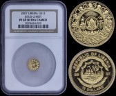 LIBERIA: 12 Dollars (2007) in gold (0,999) with national Arms. Christ at center and apostles in 12 segments around on reverse. Inside slab by NGC "PF ...