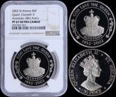 SAINT HELENA: 50 Pence (2002) in copper-nickel commemorating the 50th anniversary of the Accession of Queen Elizabeth II. Crowned bust of Queeen Eliza...