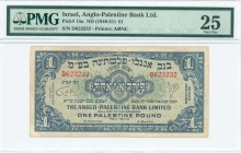 ISRAEL: 1 Pound (ND 1948-1951) in blue on green unpt with guilloche pattern. S/N: "D623232". Printed by ABNC (without imprint). Inside holder by PMG "...
