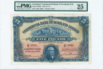 SCOTLAND: 5 Pounds (20.11.1937) in blue on yellow and orange unpt with portrait of John Pitcairn at bottom. S/N: "14/M 18361". Printed by W&S. Printed...