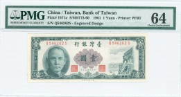 CHINA: 5 Dollars (1931) of Kwangtung Provincial Bank in green on multicolor unpt with SYS at right. S/N: "X 376286". Signatures D-E-F. Printed by ABNC...