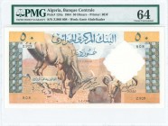ALGERIA: 50 Dinars (1.1.1964) in light brown and multicolor with two mountain sheep. S/N: "Z.909 808". WMK: Amir Abd el-Kader. Printed by BDF (without...