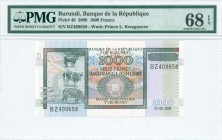 BURUNDI: 1000 Francs (1.5.2009) in multicolor unpt with three cattle at left. S/N: "BZ 409658". WMK: Prince Louis Rwagasore. Printed by TDLR (without ...