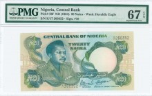 NIGERIA: 20 Naira (ND 1984-2000) in dark blue-green, dark green and green on multicolor unpt with General Murtala Ramat Muhammed at center left. S/N: ...