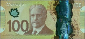 CANADA: 100 Dollars (2011) in brown with Sir Robert Borden at center. S/N: "FKF 7595133". Signatures by Tiff Macklem and Mark Joseph Carney. Printed b...