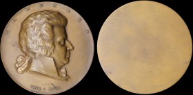AUSTRIA: Bronze uniface medal commemorating Wolfgang Amadeus Mozart (1756-1791). Engraved by A Hartig. Diameter: 75mm. Weight: 151,6gr. Extremely Fine...