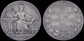 FRANCE: Silver medal (1822). France seated surrounded by symbols of trade and industry on obverse. Inscription "MINISTERE DU COMMERCE ET DE LINDUSTRIE...