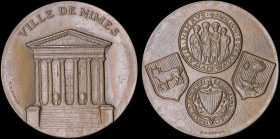 FRANCE: Medal of the city of Nimes. The Maison Carree which was the first Consular House of Nimes in the 12th century on obverse. Medal of the consuls...