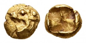 Ionia. 1/48 stater. Circa 6th Century BC. Uncertain mint. (Sng von Aulock-unlisted). (Sng Kayhan-unlisted). Anv.: Head of lion with open jaw. Rev.: Ir...