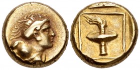 Lesbos. Mytilene. Hekte. 377-326 BC. (Bodenstedt-92). (Hgc-6). Anv.: Bust of dancing maenad to right, with head thrown back, hair bound with sphendone...