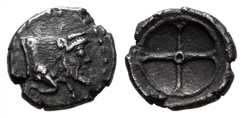 Sicily. Gela. Obol. 480-470 BC. (Hgc-2, 372). Anv.: Forepart of river-god Gelas ...