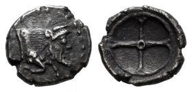 Sicily. Gela. Obol. 480-470 BC. (Hgc-2, 372). Anv.: Forepart of river-god Gelas right. Rev.: Four-spoked wheel. Ag. Tone. Choice VF. Est...250,00. 
...