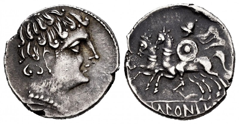 Ikalkusken. Denarius. 120-20 BC. Iniesta (Cuenca). (Abh-1402). (Acip-2093). Anv....