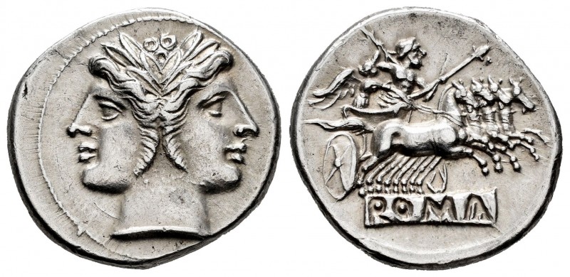 Anonymous. Didrachm - quadrigatus. 225-214 BC. Uncertain mint. (Craw-28/3). (BMC...