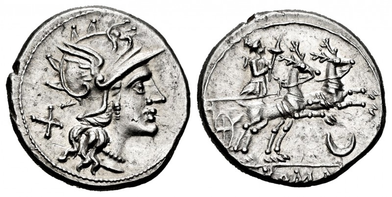 Anonymous. Denarius. 143 BC. Rome. (Ffc-82). (Craw-222/1). (Rsc-57). Anv.: Head ...