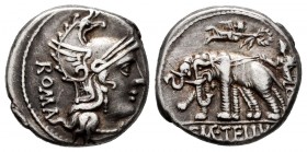 Caecilius. C.Caecilius Metellus Caprarius. Denarius. 125 BC. Rome. (Ffc-203). (Craw-269/1). (Cal-279). Anv.: Head of Roma right, ROMA behind, X below ...