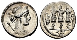 Cornelius. Faustus Cornelius Sulla. Denarius. 56 BC. Rome. (Ffc-643). (Craw-426/3). (Cal-500). Anv.: Laureate and diademed head of Venus right, sceptr...