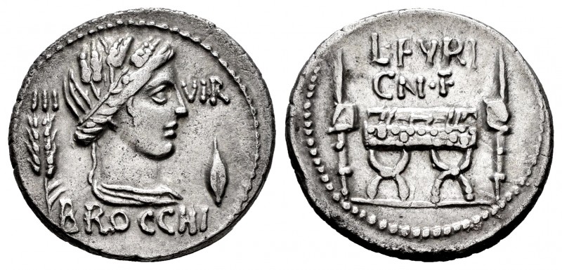 Furius. L. Furius Cn. f. Brocchus. Denarius. 63 BC. Rome. (Ffc-735). (Craw-414/1...