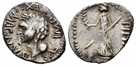 Sextus Pompey. Sexergue Pompeius Magnus. Denarius. 45-44 BC. Hispania. (Sydenham-1043). (Ffc-25). (Craw-477/2). (Cal-1160). Anv.: SEX. MAGNVS SAL. IMP...