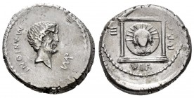 Mark Antony. Denarius. 42 BC. Mint moving. (Ffc-18). (Craw-469/1). (Bmc-62). Anv.: M. ANTONI. IMP., (MP interlace), his bare head bearded right. Rev.:...