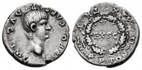 Nero. Denarius. 60-61 AD. Rome. (Ric-22). (Bmcre-24). (Rsc-216). Anv.: NERO • CAESAR • AVG • IMP, bare head right . Rev.: PONTIF • MAX • TR • P • VII ...