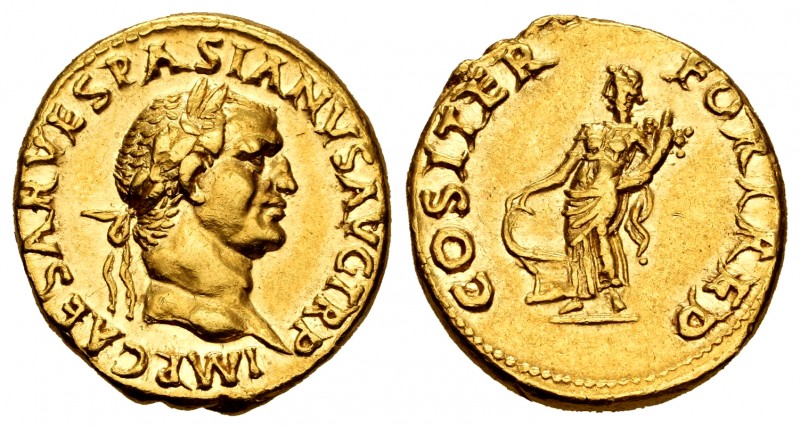 Vespasian. Aureus. 70 AD. Lugdunum. (Ric-1104). (Cal-602a). Anv.: IMP CAESAR VES...
