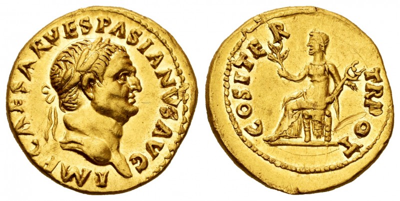 Vespasian. Aureus. 69-70 AD. Rome. (Ric-28). (Cal-607). (Bmc-28). Anv.: IMP CAES...