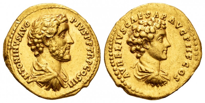 Antoninus Pius and Marcus Aurelius. Aureus. 140 AD. Rome. Issue with M. Aurelius...